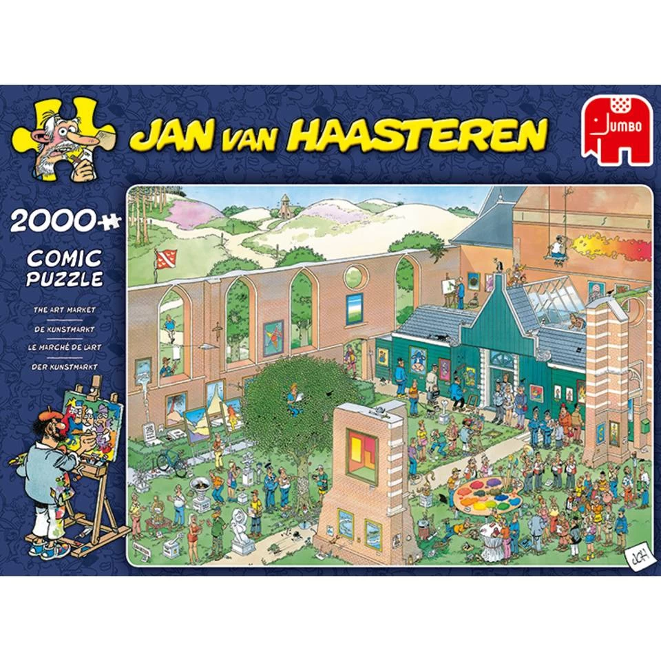 Jumbo Jan Van Haasteren Puzzel De Kunstmarkt - 2000 Stukjes 4 Jumbo Jan Van Haasteren Puzzel De Kunstmarkt - 2000 Stukjes - Afbeelding 2