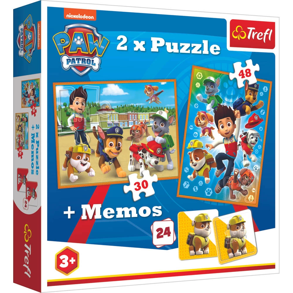Trefl PAW Patrol 3-in-1 Set Puzzels + Memo - 30 + 48 Stukjes 3 Trefl PAW Patrol 3-in-1 Set Puzzels + Memo - 30 + 48 Stukjes